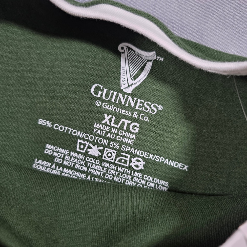 Guinness Ireland Juniors XL Green White Raglan Graphic Cropped T-Shirt - Picture 2 of 8